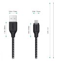 CB-AM2 kabel micro USB - USB-A 2m Quick Charge nylonowy oplot czarno-biały