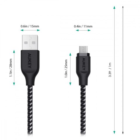 CB-AM2 kabel micro USB - USB-A 2m Quick Charge nylonowy oplot czarno-biały CB-AM2 kabel micro USB - USB-A 2m Quick Charge nylonowy oplot czarno-biały