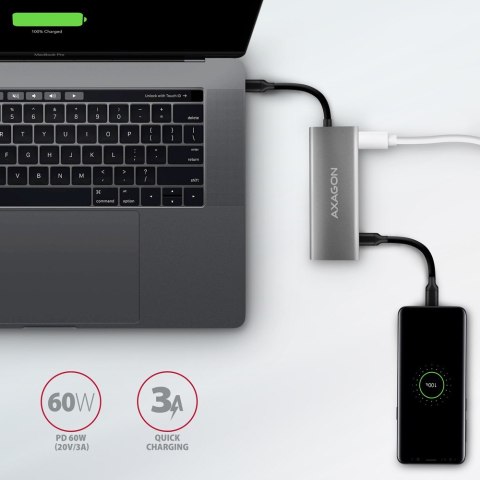 HMC-5G21 Wieloportowy hub USB 5in1, 10Gbps, 2x USB-A + 2x USB-C + HDMI 4K/30Hz, PD 60W, 13cm USB-C kabel HMC-5G21 Wieloportowy hub USB 5in1, 10Gbps, 2x USB-A + 2x USB-C + HDMI 4K/30Hz, PD 60W, 13cm USB-C kabel