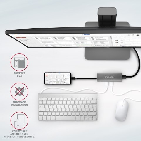 HMC-5G21 Wieloportowy hub USB 5in1, 10Gbps, 2x USB-A + 2x USB-C + HDMI 4K/30Hz, PD 60W, 13cm USB-C kabel HMC-5G21 Wieloportowy hub USB 5in1, 10Gbps, 2x USB-A + 2x USB-C + HDMI 4K/30Hz, PD 60W, 13cm USB-C kabel