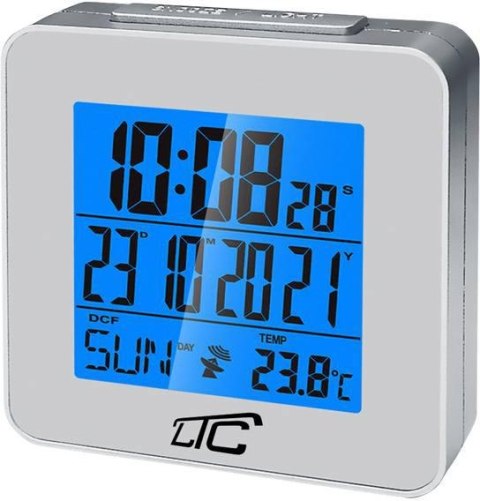 Budzik z termometrem LTC, sterowany radiowo, srebrny LXSTP04S Budzik z termometrem LTC, sterowany radiowo, srebrny LXSTP04S