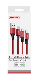 Kabel ładujący 3-in-1 USB - USB-C/microUSB/Lightning, 1,2m; C4049RD Kabel ładujący 3-in-1 USB - USB-C/microUSB/Lightning, 1,2m; C4049RD