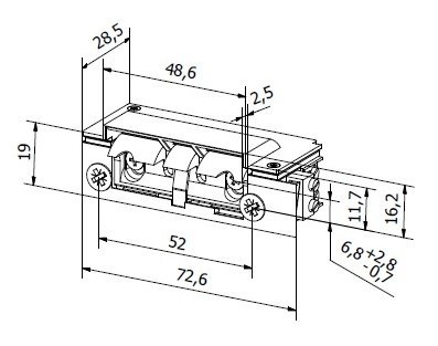 Elektrozaczep HARTTE XS12R-C seria XS 12V rewersyjny z wyślizgiem Elektrozaczep HARTTE XS12R-C seria XS 12V rewersyjny z wyślizgiem