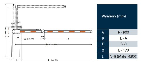 Szlaban FAAC B614 - zestaw z ramieniem "S" 4300mm Szlaban FAAC B614 - zestaw z ramieniem "S" 4300mm
