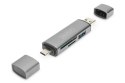 Czytnik kart 3-portowy USB Typ C/ USB 3.0 SuperSpeed SD Micro SD HQ aluminium Szary Czytnik kart 3-portowy USB Typ C/ USB 3.0 SuperSpeed SD Micro SD HQ aluminium Szary