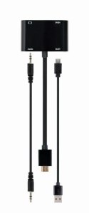 Adapter HDMI męski do HDMI żeński + VGA żeński z audio i dodatkowym portem zasilania Adapter HDMI męski do HDMI żeński + VGA żeński z audio i dodatkowym portem zasilania