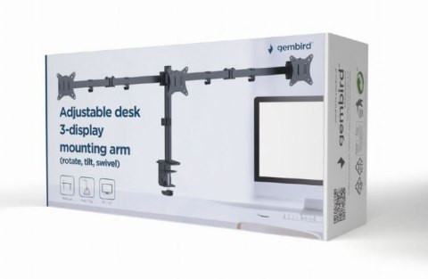 Ramię dla trzech monitorów biurkowe (regulowane), 17 cali- 27 cali, do 7kg Ramię dla trzech monitorów biurkowe (regulowane), 17 cali- 27 cali, do 7kg