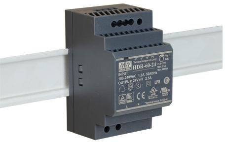 ZASILACZ IMPULSOWY NA SZYNĘ DIN MEAN WELL HDR-60-24 24V/60W/2.5A ZASILACZ IMPULSOWY NA SZYNĘ DIN MEAN WELL HDR-60-24 24V/60W/2.5A