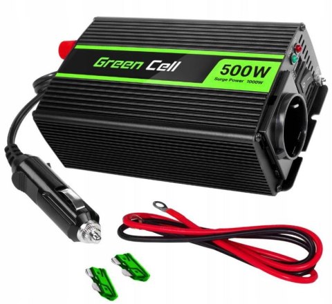 PRZETWORNICA NAPIĘCIA INWERTER Green Cell 12V / 230V 500W/1000W MODYFIKOWANA SINUSOIDA INV03DE PRZETWORNICA NAPIĘCIA INWERTER Green Cell 12V / 230V 500W/1000W MODYFIKOWANA SINUSOIDA INV03DE