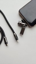Kabel 2w1 USB C smycz 1.2 m czarny Kabel 2w1 USB C smycz 1.2 m czarny