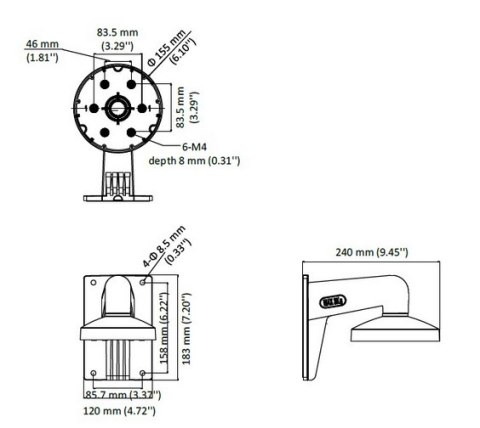 UCHWYT ŚCIENNY HIKVISION DS-1273ZJ-155 UCHWYT ŚCIENNY HIKVISION DS-1273ZJ-155