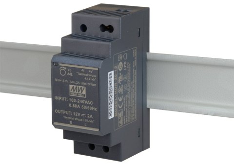 ZASILACZ IMPULSOWY NA SZYNĘ DIN MEAN WELL HDR-30-12 12V/30W/2A ZASILACZ IMPULSOWY NA SZYNĘ DIN MEAN WELL HDR-30-12 12V/30W/2A