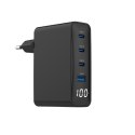 Ładowarka uniwersalna 100W GaN 1xUSB-A 3xUSB-C szybkie ładowanie LCD czarna Ładowarka uniwersalna 100W GaN 1xUSB-A 3xUSB-C szybkie ładowanie LCD czarna