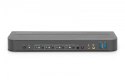 Przełącznik KVM, 4 portowy, 4K 60Hz, 4x DP IN, 1x DP OUT, 1x HDMI OUT, 2x USB A, 1x Audio IN&OUT Przełącznik KVM, 4 portowy, 4K 60Hz, 4x DP IN, 1x DP OUT, 1x HDMI OUT, 2x USB A, 1x Audio IN&OUT