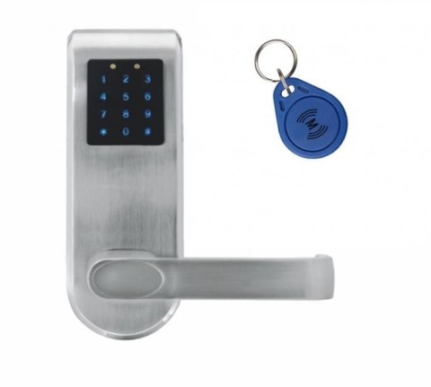 KLAMKA EURA ELH-82B9/SILVER z czytnikiem kart RFID i zamkiem szyfr, sterowanie zdalne, srebrny KLAMKA EURA ELH-82B9/SILVER z czytnikiem kart RFID i zamkiem szyfr, sterowanie zdalne, srebrny