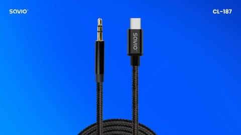 Kabel USB-C do mini-Jack 1m CL-187 Kabel USB-C do mini-Jack 1m CL-187