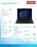 Laptop ThinkPad E14 G7 21SX007LPB W11Pro Ultra 5 225U/16GB/512GB/INT/14.0 WUXGA/Black/1YR Premier Support + 3YRS OS + CO2 Offset Laptop ThinkPad E14 G7 21SX007LPB W11Pro Ultra 5 225U/16GB/512GB/INT/14.0 WUXGA/Black/1YR Premier Support + 3YRS OS + CO2 Offset