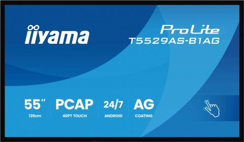 Monitor 55 cali T5529AS-B1AG VA,4K,HDMIx2,USB-C,RJ45,2x10W,WiFi, Android 14, Signal FailOver, Whiteboard, iiSignage2 (CMS), Monitor 55 cali T5529AS-B1AG VA,4K,HDMIx2,USB-C,RJ45,2x10W,WiFi, Android 14, Signal FailOver, Whiteboard, iiSignage2 (CMS),
