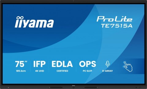 Monitor 75 cali TE7515A-B1AG IPS,4K,40pkt,550cd,DeepContrast-IR+, HDMI x2,DP,USB-C, 2 x 20W, OPS Slot x1, 5xUSB, 2xRJ45,8-Arr Monitor 75 cali TE7515A-B1AG IPS,4K,40pkt,550cd,DeepContrast-IR+, HDMI x2,DP,USB-C, 2 x 20W, OPS Slot x1, 5xUSB, 2xRJ45,8-Arr