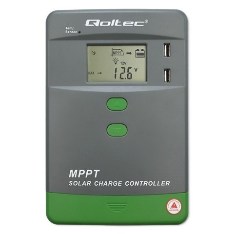 Solarny regulator ładowania MPPT z czujnikiem temperatury 30A | 12V/24V | LCD | 2xUSB | Bluetooth | APP | GEL | LiFePO4 Solarny regulator ładowania MPPT z czujnikiem temperatury 30A | 12V/24V | LCD | 2xUSB | Bluetooth | APP | GEL | LiFePO4