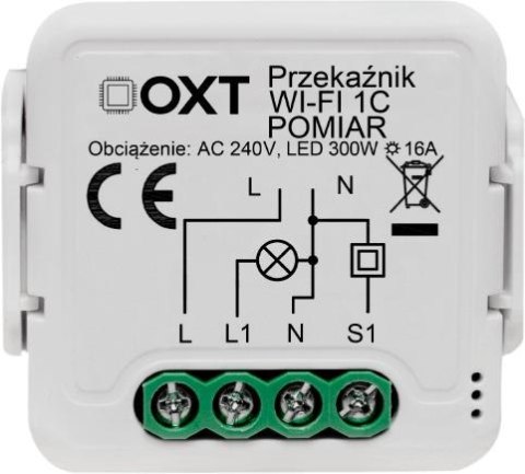 Moduł OXT przekaźnik 1 obwód pomiar 16A WIFI TUYA Moduł OXT przekaźnik 1 obwód pomiar 16A WIFI TUYA