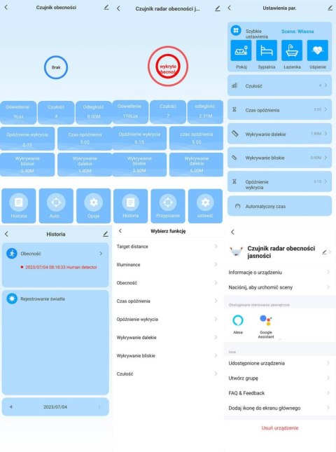 OXT Czujnik radar obecności jasności 230V WiFi TUYA T150 OXT Czujnik radar obecności jasności 230V WiFi TUYA T150