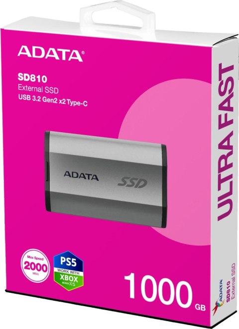 Dysk SSD Adata SD810 External 1TB USB3.2 srebrny Dysk SSD Adata SD810 External 1TB USB3.2 srebrny