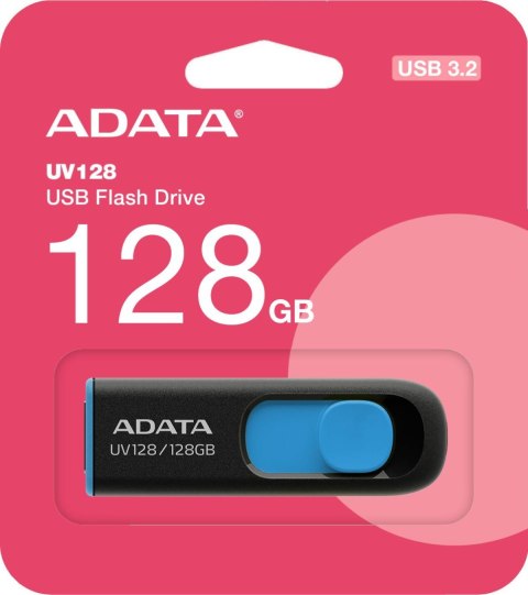 Adata Pendrive UV128 128GB USB 3.2 Gen1 czarno - niebieski Adata Pendrive UV128 128GB USB 3.2 Gen1 czarno - niebieski