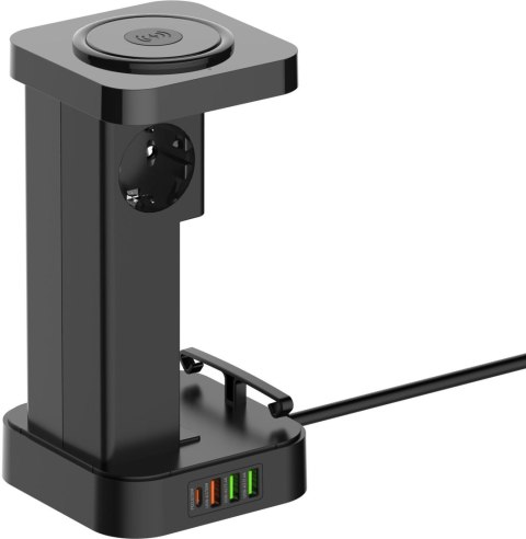 Stacja zasilająca Newell GaN Power Cube 8w1 z ładowarką indukcyjną Stacja zasilająca Newell GaN Power Cube 8w1 z ładowarką indukcyjną