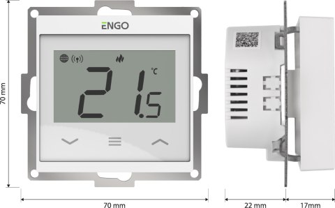 ENGO Controls E55-W - Regulator temperatury do ramki 55x55, 230V, biały, Internetowy, Wi-Fi ENGO Controls E55-W - Regulator temperatury do ramki 55x55, 230V, biały, Internetowy, Wi-Fi