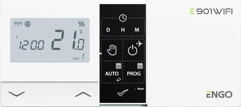 ENGO Controls E901-WIFI - Regulator temperatury bezprzewodowy, Wi-Fi, Internetowy, biały, 868MHz, bateryjny ENGO Controls E901-WIFI - Regulator temperatury bezprzewodowy, Wi-Fi, Internetowy, biały, 868MHz, bateryjny