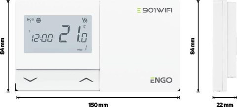 ENGO Controls E901-WIFI - Regulator temperatury bezprzewodowy, Wi-Fi, Internetowy, biały, 868MHz, bateryjny ENGO Controls E901-WIFI - Regulator temperatury bezprzewodowy, Wi-Fi, Internetowy, biały, 868MHz, bateryjny
