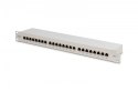 Patch panel 19" 24 porty, kat.6, S/FTP, 1U, wspornik kablowy, szary (kompletny)