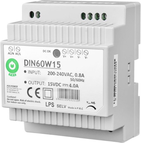 Zasilacz POS DIN60W15 Zasilacz POS DIN60W15