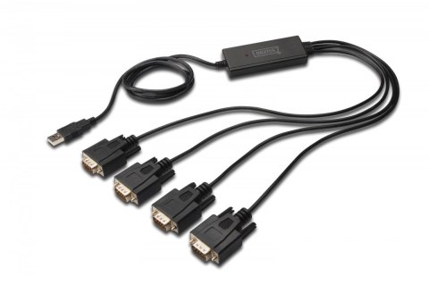 Konwerter/Adapter USB 2.0 do 4x RS232 (DB9) z kablem USB A M/Ż dł. 1,5m Konwerter/Adapter USB 2.0 do 4x RS232 (DB9) z kablem USB A M/Ż dł. 1,5m