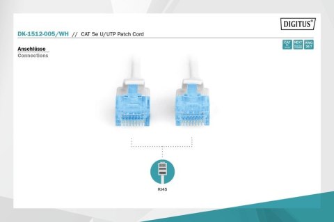 Patch cord U/UTP kat.5e PVC 0,5m Biały Patch cord U/UTP kat.5e PVC 0,5m Biały