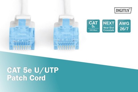 Patch cord U/UTP kat.5e PVC 0,5m Biały Patch cord U/UTP kat.5e PVC 0,5m Biały