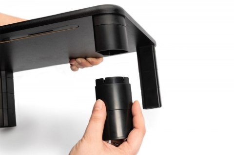 Podstawka pod monitor regulowana z drewnianym blatem do 10kg Czarna