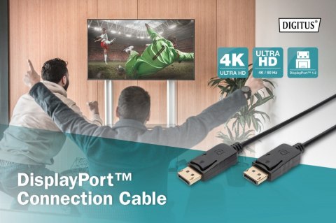 Kabel połączeniowy DisplayPort z zatrzaskami 4K 60Hz UHD Typ DP/DP M/M czarny 3m Kabel połączeniowy DisplayPort z zatrzaskami 4K 60Hz UHD Typ DP/DP M/M czarny 3m