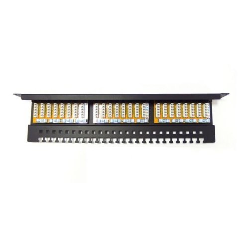 Patch panel 19" 24 porty, kat.6, U/UTP, 1U, wspornik kablowy, czarny (kompletny) Patch panel 19" 24 porty, kat.6, U/UTP, 1U, wspornik kablowy, czarny (kompletny)