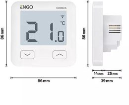 ENGO Controls E10-MBUSW - Regulator temperatury, MODBUS, 230V, Internetowy, podtynkowy, Wi-Fi