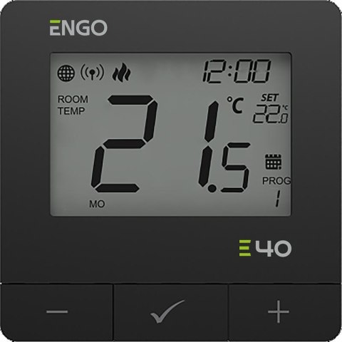 ENGO Controls E40-230B - Programowany, Internetowy natynkowy regulator temperatury ZigBee/868MHz, 230V, czarny ENGO Controls E40-230B - Programowany, Internetowy natynkowy regulator temperatury ZigBee/868MHz, 230V, czarny