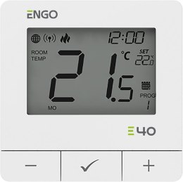 ENGO Controls E40-230W - Programowany, Internetowy natynkowy regulator temperatury ZigBee/868MHz, 230V, biały