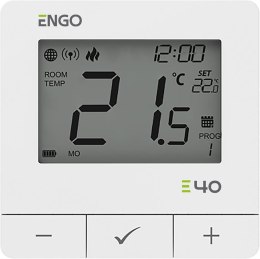ENGO Controls E40-BATW - Programowany, Internetowy, natynkowy regulator temperatury ZigBee/868MHz, bateryjny, biały