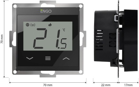 ENGO Controls E55-B - Regulator temperatury do ramki 55x55, 230V, czarny, Internetowy, Wi-Fi ENGO Controls E55-B - Regulator temperatury do ramki 55x55, 230V, czarny, Internetowy, Wi-Fi