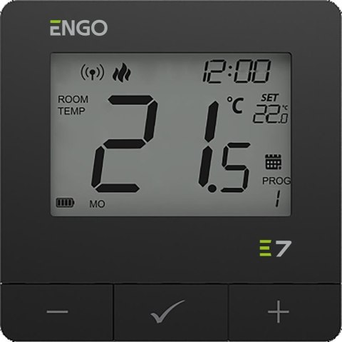 ENGO Controls E7-RFB - Programowany, bezprzewodowy regulator temperatury, czarny ENGO Controls E7-RFB - Programowany, bezprzewodowy regulator temperatury, czarny