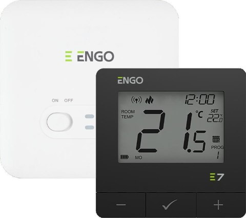ENGO Controls E7-RFB - Programowany, bezprzewodowy regulator temperatury, czarny ENGO Controls E7-RFB - Programowany, bezprzewodowy regulator temperatury, czarny