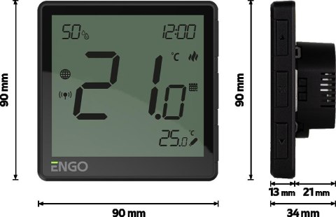 ENGO Controls EONE-230B - Regulator temperatury, 230V, czarny, Internetowy, podtynkowy, ZigBee ENGO Controls EONE-230B - Regulator temperatury, 230V, czarny, Internetowy, podtynkowy, ZigBee