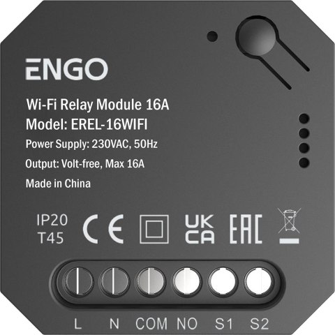 ENGO Controls EREL-16WIFI - Smart Relay inteligentny przekaźnik Wi-Fi do systemu ENGO Smart, 1x16A, NO-COM ENGO Controls EREL-16WIFI - Smart Relay inteligentny przekaźnik Wi-Fi do systemu ENGO Smart, 1x16A, NO-COM