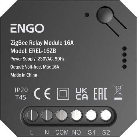 ENGO Controls EREL-16ZB - Smart Relay Inteligentny przekaźnik ZigBee do systemu ENGO Smart, 1x16A, NO-COM ENGO Controls EREL-16ZB - Smart Relay Inteligentny przekaźnik ZigBee do systemu ENGO Smart, 1x16A, NO-COM